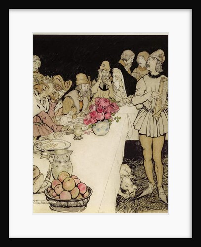 How at a great feast that King Mark made came Eliot the harper and sang the lay that Dinadan had made by Arthur Rackham