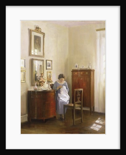 Interior with Lady Sewing, c.1910 by Carl Holsoe