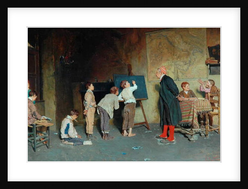 An Italian Village School, 1888 by Giuseppe Costantini