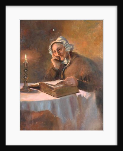 Portrait of an Old Woman Reading the Bible by Candlelight, 1896 by Arthur Netherwood