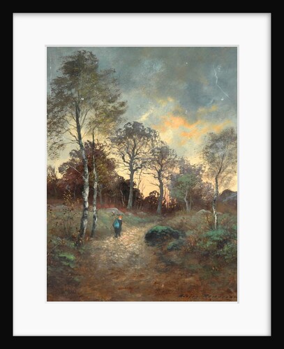 Figure Walking through a Woodland by Adrien Rousseau