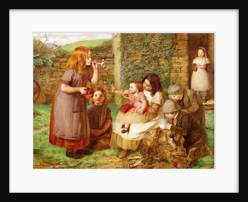 Bubbles: Cottage Scene with Children at Play, 1856 by John Dawson Watson