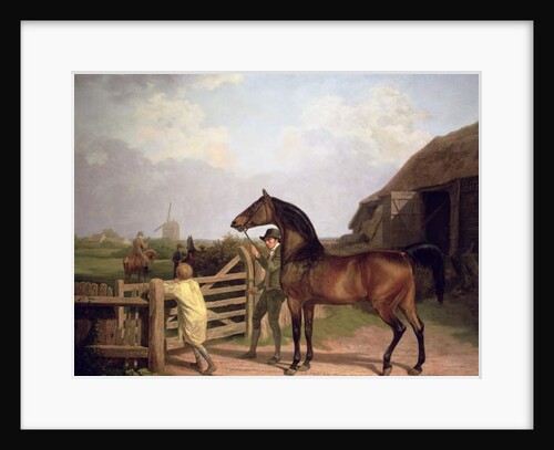 Bay Ascham, a stallion led through a gate to a mare, 1804 by Jacques-Laurent Agasse
