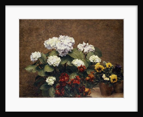 Hortensias and Stocks with Two Pots of Pansies, 1879 by Ignace Henri Jean Fantin-Latour