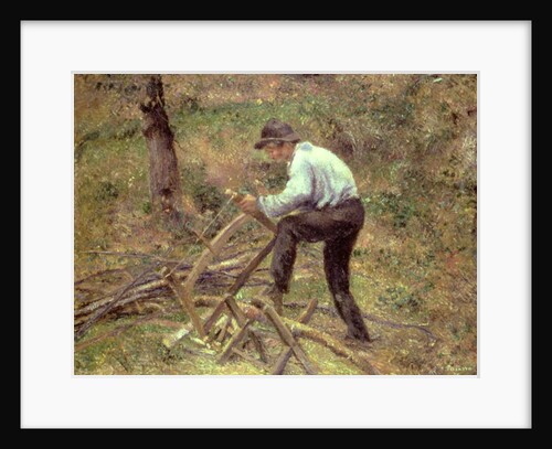 Pere Melon Sawing Wood, Pontoise, 1879 by Camille Pissarro