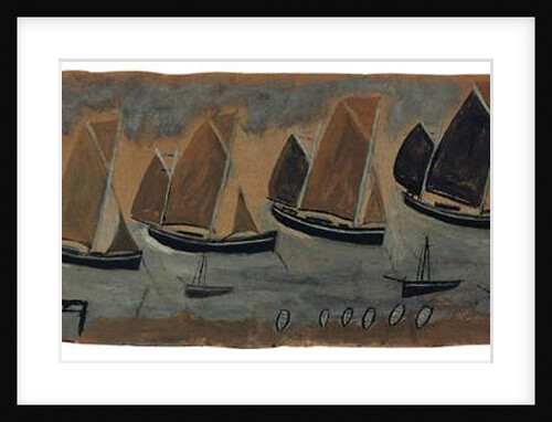 St. Ives Harbour with five sailing boats by Alfred Wallis