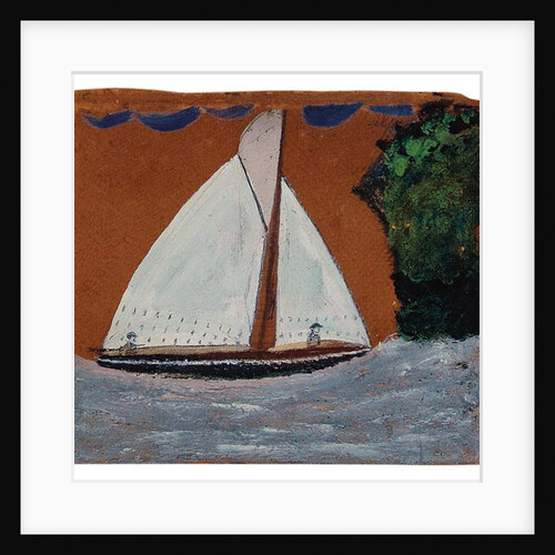 Sailboat with brown sky, 1930 by Alfred Wallis