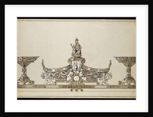 Drawing of a silver oval-shaped basket, House of Carl Faberge by Carl (firm of) Fabergé