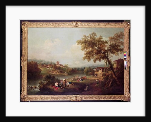 An Extensive River Landscape with a Village by Francesco Zuccarelli