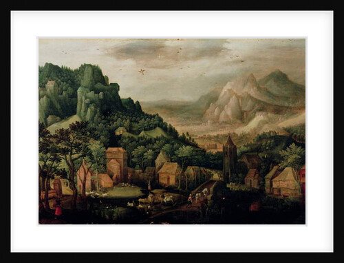 Extensive mountainous landscape by Hans Bol