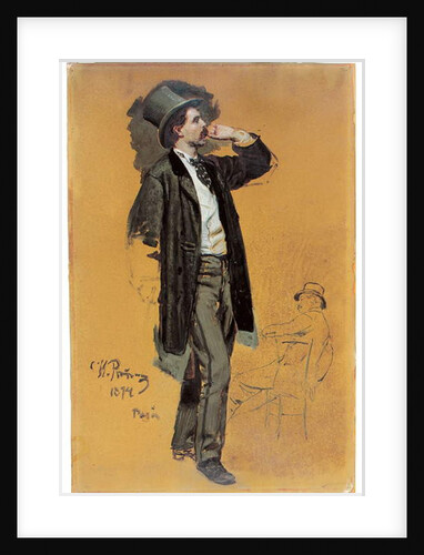 A Study for 'A Parisian Cafe': Gentleman Standing and Jean-Leon Gerome, 1874 by Ilya Efimovich Repin