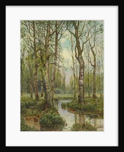 A Stream Running Through a Birch Wood by Semyon Fedorov