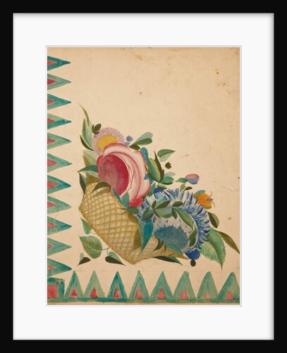 Textile design with basket of flowers by Sergei Vasil'evich Chekhonin