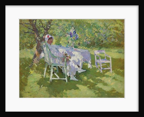 A Lady in White Seated in a Garden, 1915 by Konstantin Alekseevich Korovin