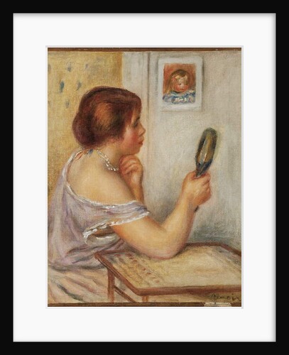 Gabrielle Holding a Mirror or Marie Dupuis Holding a Mirror with a Portrait of Coco, early 1900s by Pierre Auguste Renoir
