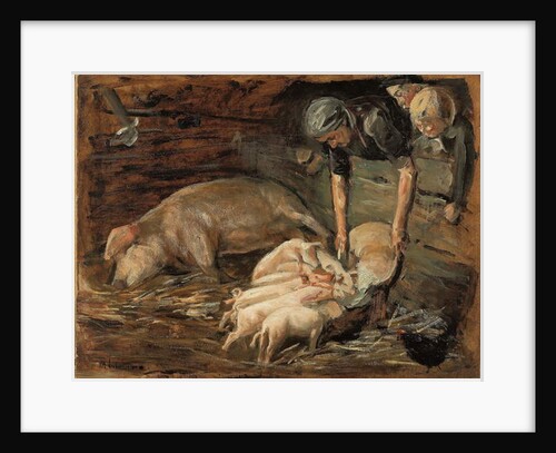 Pigsty, Nursery; Schweinekoben, Wochenstube, 1887 by Max Liebermann