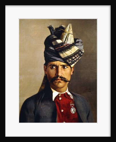 Portrait of a Khattack in Military Head-Dress, 1898 by Hubert Vos