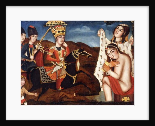 Khusraw Discovering Shirin Bathing, c. 1840 by School Qajar