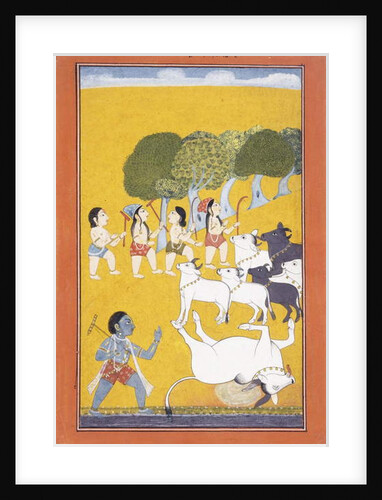 The Young Krishna Kills the Demon Vatsasura, who came in the Guise of a Calf, c.1730-1740 by Indian School