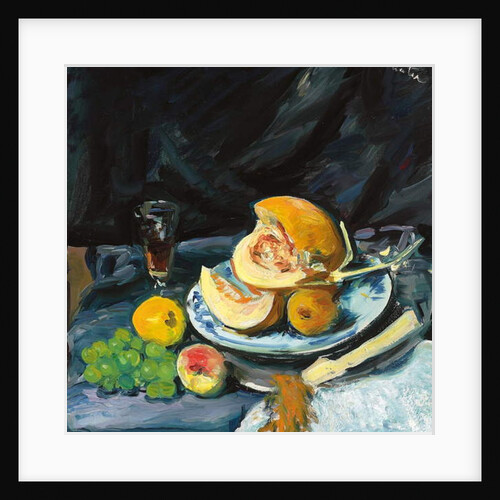 Still Life with Cut Melon, Glass and Fan, c. 1920 by George Leslie Hunter