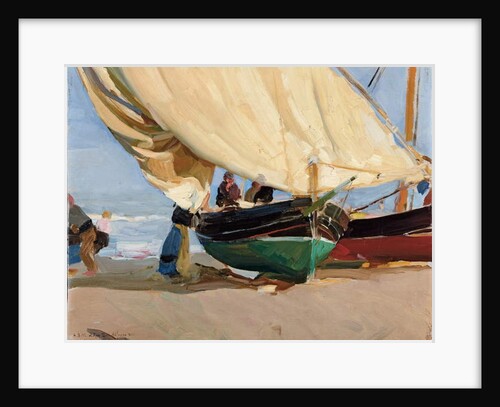 Fishermen, Stranded Boats, Valencia; Pescadores, barcas varadas, Valencia, by Joaquin Sorolla y Bastida