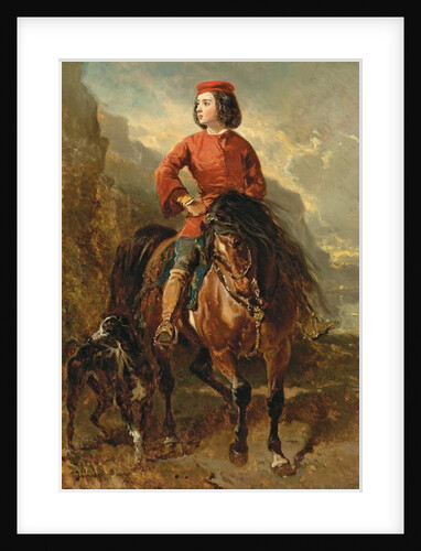 Young Rider on a Shetland, with a Greyhound, 19th century by Alfred Dedreux or de Dreux