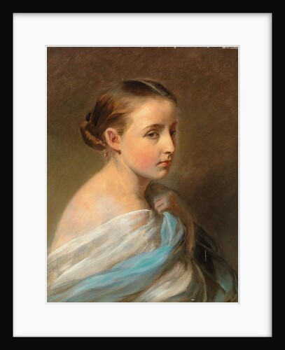 Portrait of a Girl, Head and Shoulders, Draped in a Blue and White Wrap, c.1850 by Franz Xaver Winterhalter