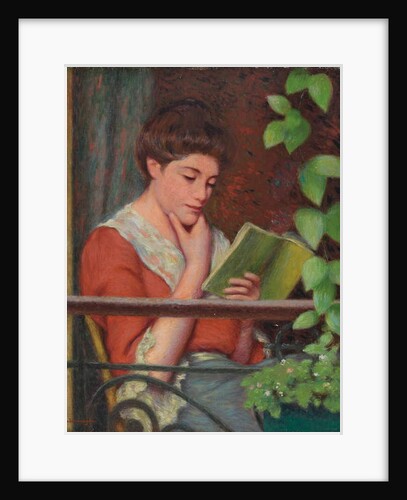 Reading al Fresco - Woman on the Balcony; Lettura al Fresco - Donna al Balcone by Federigo Zandomeneghi