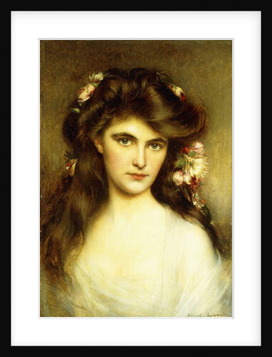 A Young Beauty with Flowers in her Hair, by Albert Lynch