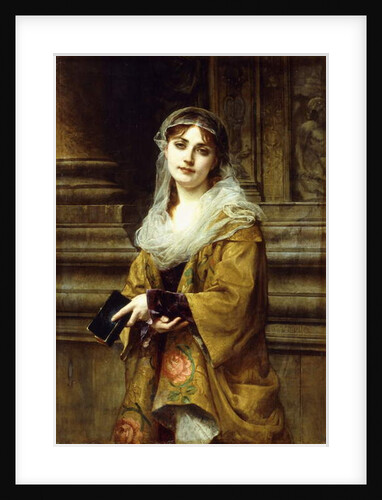 A Young Woman Outside a Church by Charles Louis Lucien Muller