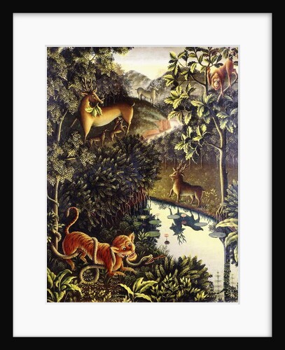 Tierfabel: Tiger and Snake in Combat in a Primeval Forest, 1928 by Walter Spies
