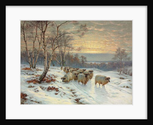A Shepherd with his Flock in a Winter Landscape, 1919 by Wright Barker