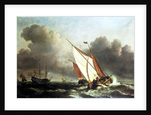Dutch shipping offshore in a rising gale by Willem van de the Younger Velde