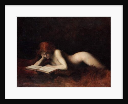 Reclining nude woman reading a book, c.1880-90 by Jean-Jacques Henner