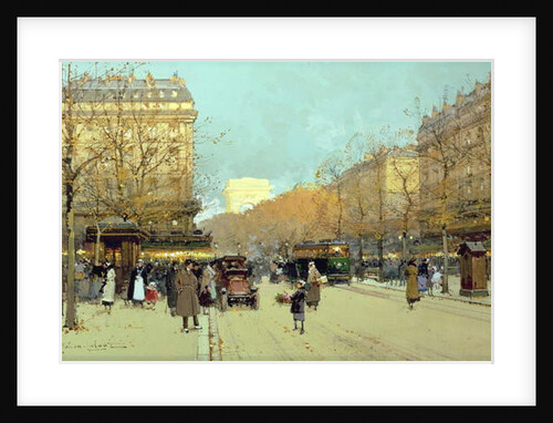 Boulevard Haussmann, in Paris by Eugene Galien-Laloue