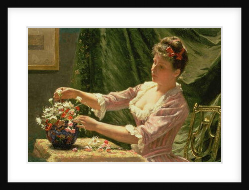 Young Woman Arranging Flowers by Emile Claus