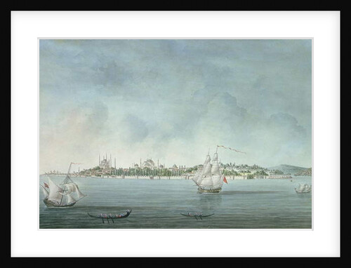 View of Sultan Ahmet and Santa Sophia from Uskudar, in Constantinople by Jean-Baptiste Hilair