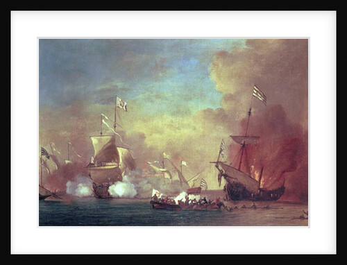 Barbary pirates attacking a Spanish ship, 17th century by Willem van de II Velde