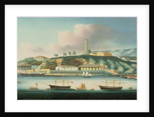 View of Whampoa Reach, with an English Barque, an American Ship and Sailing Boats by Anglo-Chinese School