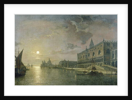 Moonlit View Of The Bacino Di San Marco, Venice, With The Doge's Palace by Henry Pether