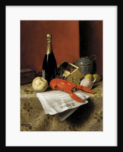 Still Life with Lobster, Fruit, Champagne and Newspaper, 1882 by William Michael Harnett