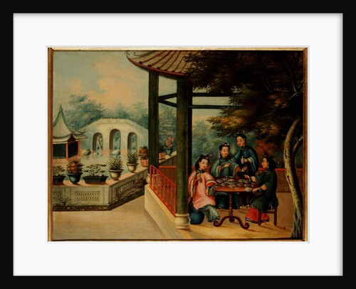 A Chinese Garden Scene with Ladies Taking Tea, mid 19th century by School Chinese