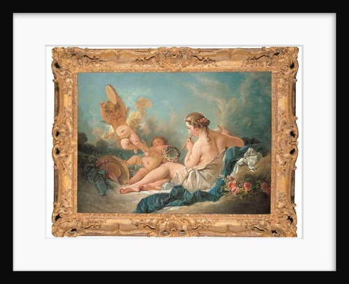 A Reclining Nymph Playing the Flute with Putti, Perhaps the Muse Euterpe, 1752 by Francois Boucher