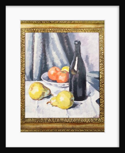 Apples, Pears and a Black Bottle on a Draped Table, c.1928 by Samuel John Peploe