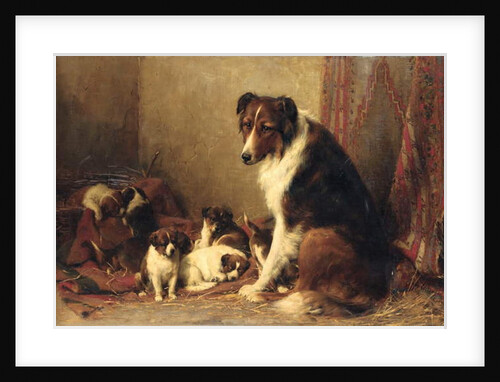 A Collie with her Puppies by Otto Eerelman