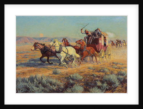 Stagecoach Pursued by Mounted Indians, 1912 by Richard Lorenz