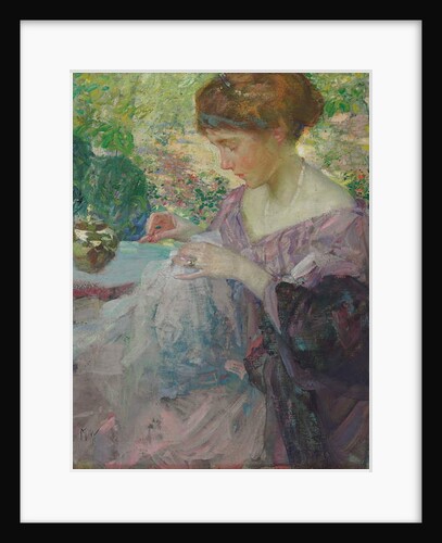 Young Woman Sewing by Richard Emil Miller