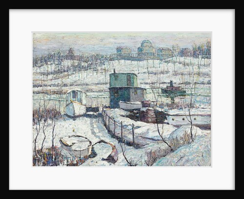 Boathouse, Winter, Harlem River, 1918 by Ernest Lawson