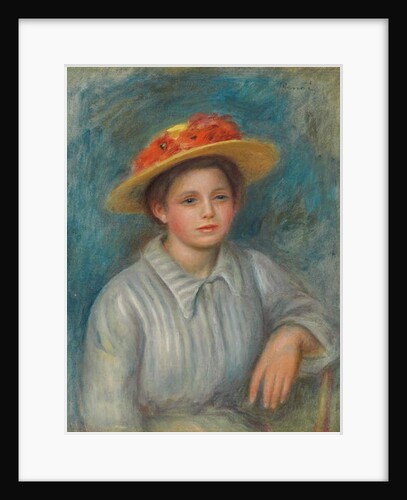 Portrait of a Woman with a Hat with Flowers; Portrait de femme au chapeau fleuri, c.1890 by Pierre Auguste Renoir
