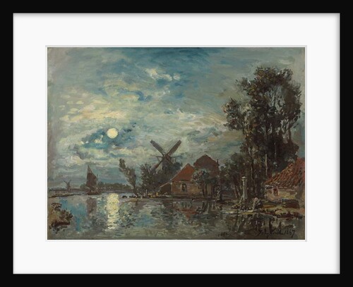 Moonlight on the Estuary, Holland; Effet de lune sur l'estuaire, Hollande, 1867 by Johan-Barthold Jongkind